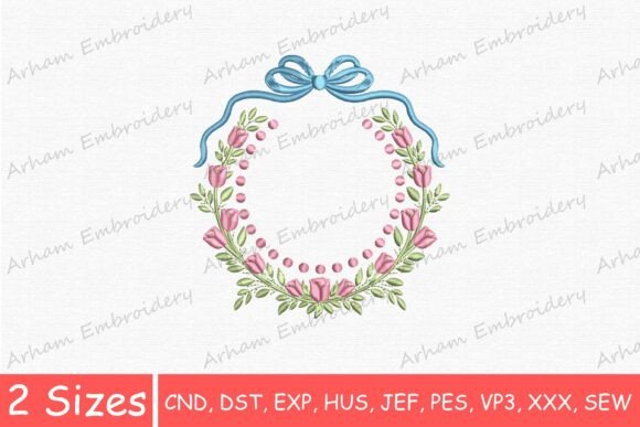Download Floral Wreath with Bow Monogram Frame - Gram Collection
