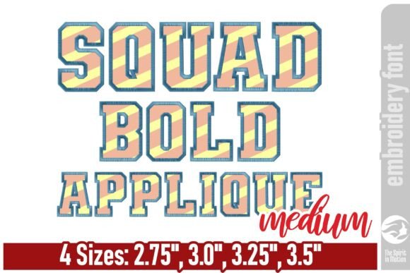Download Squad Bold Applique Embroidery Font - M - Embroidery font Collection