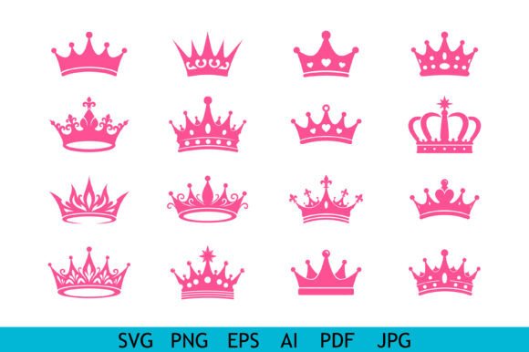 Download Pink Princess Crown Vector Set - Princess crown Collection