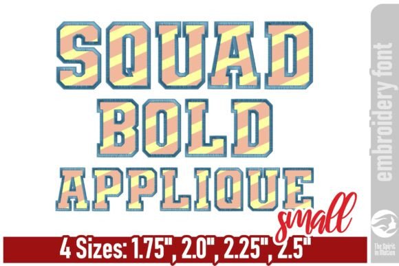 Download Squad Bold Applique Embroidery Font - S - Embroidery font Collection