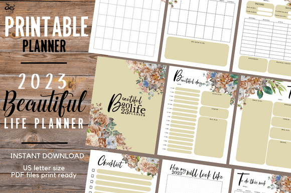 Download 2023 Beautiful Life Planner/ Undated/ #6 - Premium Bundle