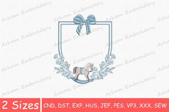 Download Rocking Horse Floral Bow Monogram Frame - Gram Collection